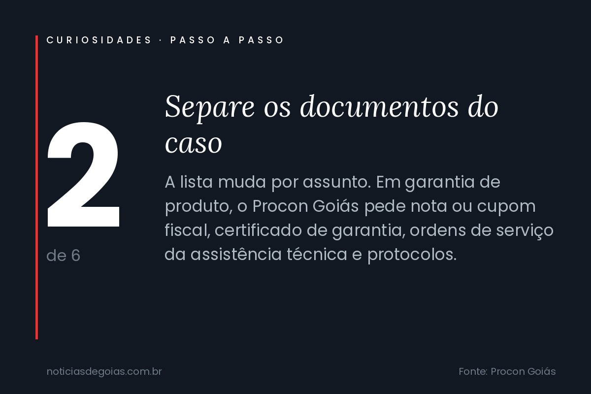 Arte do passo 2 sobre como reclamar no Procon Goiás