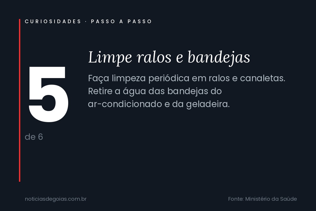 Passo 5 de 6 para eliminar criadouros do mosquito da dengue: limpeza de ralos e bandejas