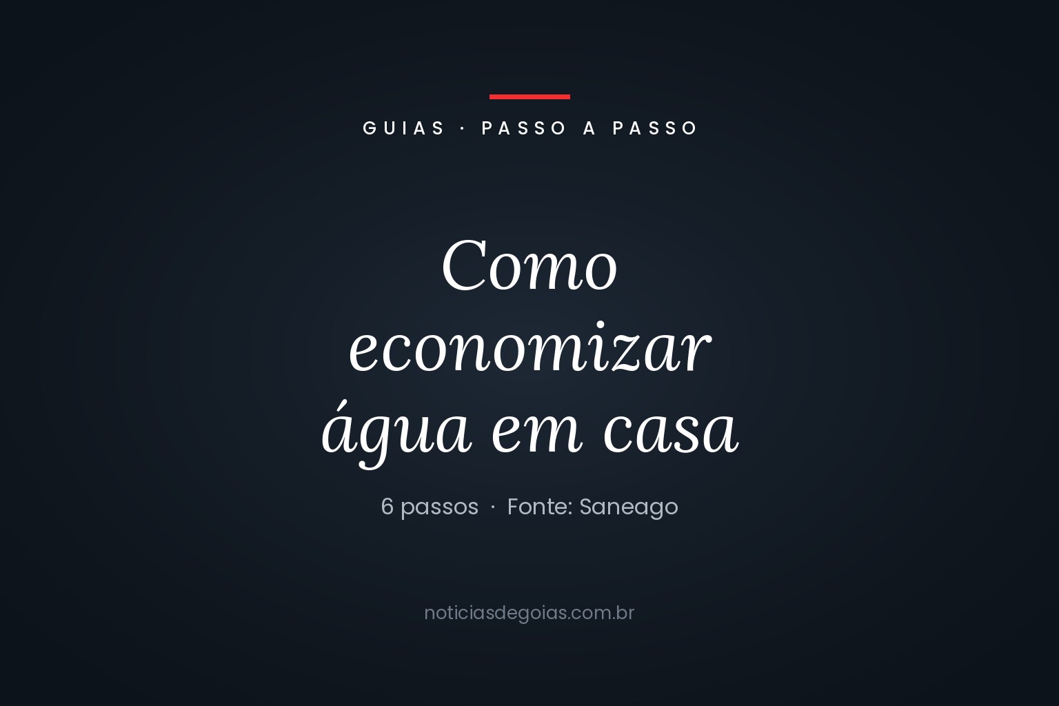 Arte do guia sobre como economizar água em casa, com o número de passos e a fonte da orientação