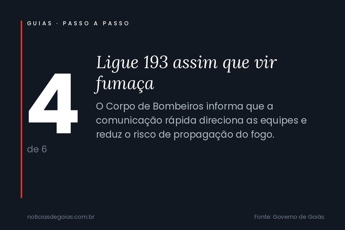 Arte do passo 4 do guia: ligue 193 assim que vir fumaça