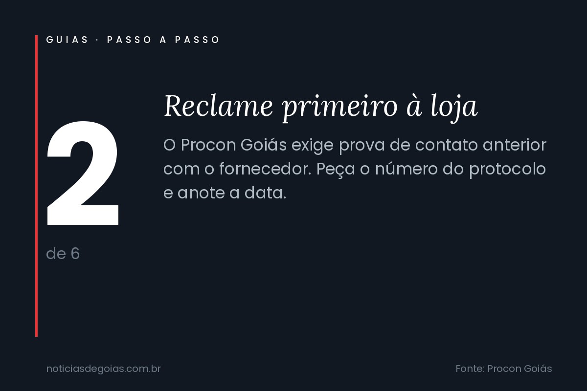 Passo 2: Reclame primeiro à loja. Arte do guia sobre troca de produto com defeito