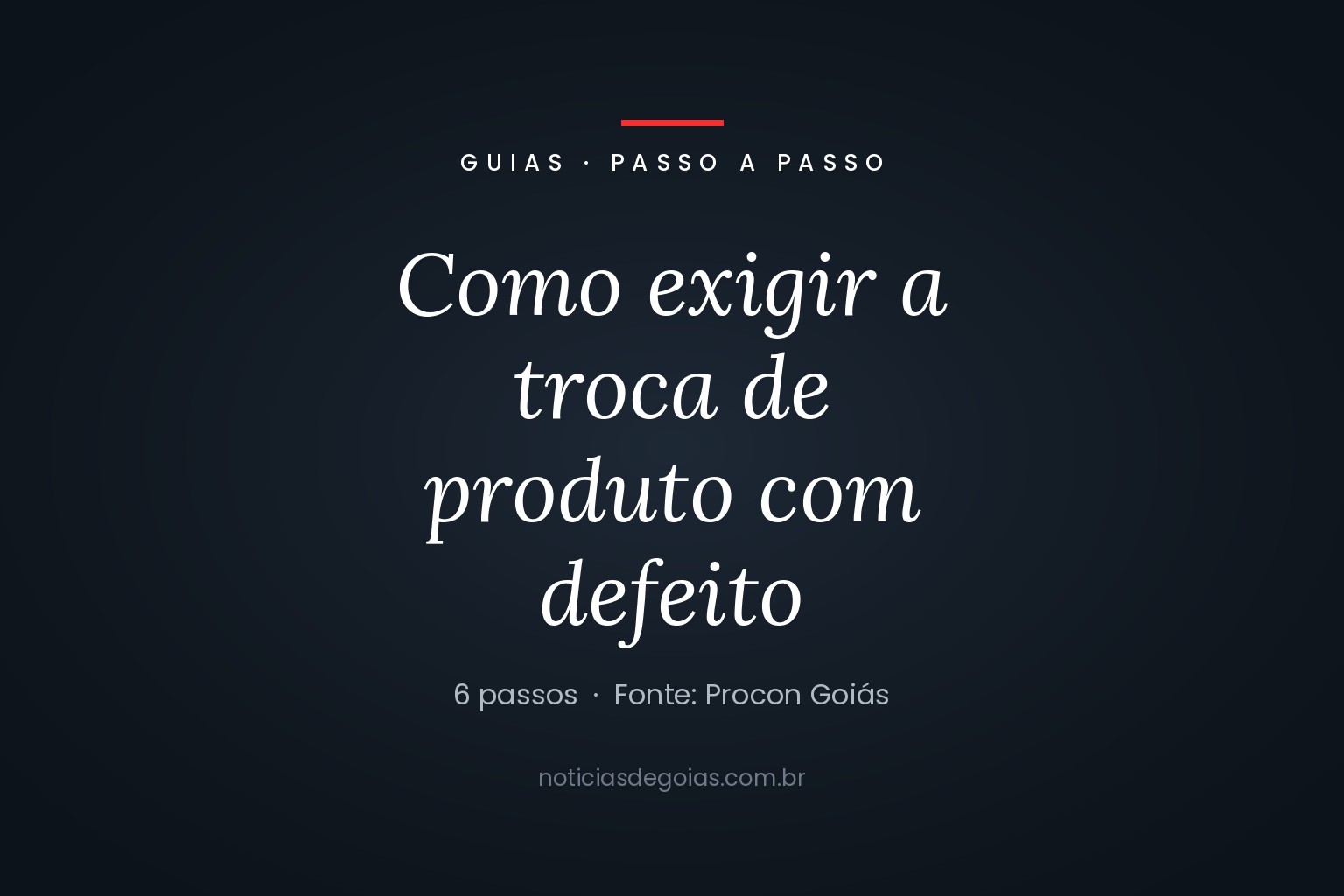 Arte com o título do guia sobre troca de produto com defeito, em seis passos
