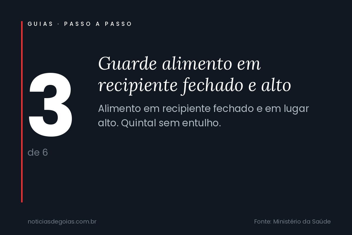 Passo 3 do guia: Guarde alimento em recipiente fechado e alto