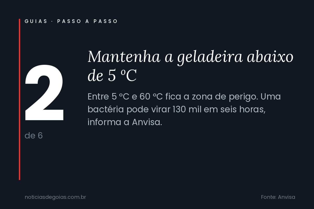 Passo 2 do guia: mantenha a geladeira abaixo de 5 ºc