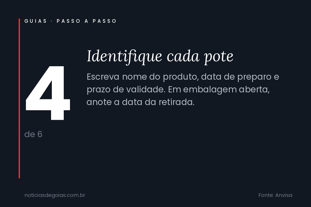 Passo 4 do guia: identifique cada pote