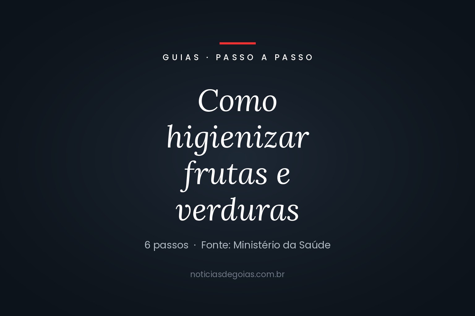 Arte com o título Como higienizar frutas e verduras, em seis passos