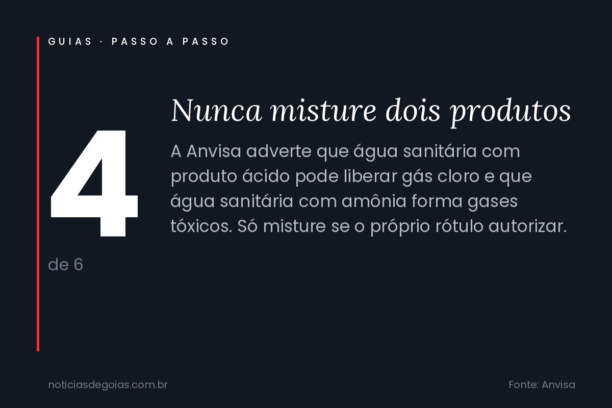 Passo 4: nunca misture dois produtos